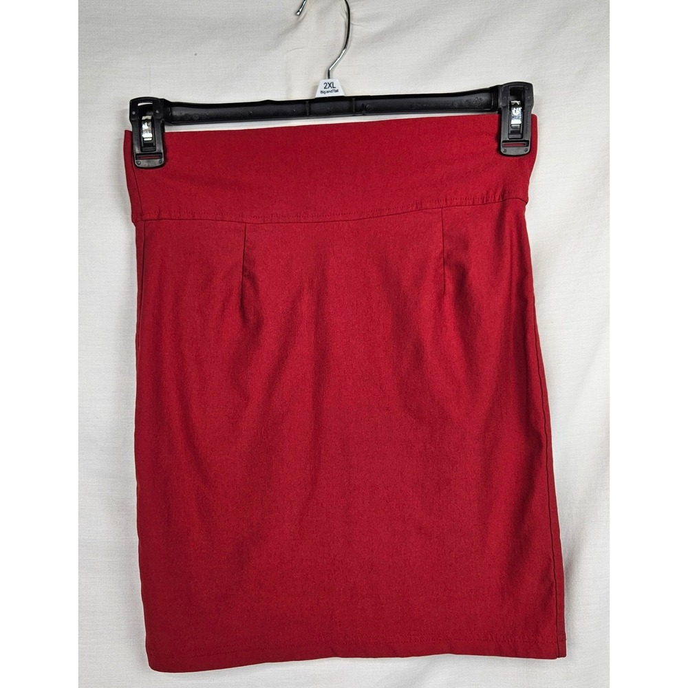 Ambiance High Waisted‎ Red Pencil Skirt Exposed Back Zipper Size L Sexy Feminine